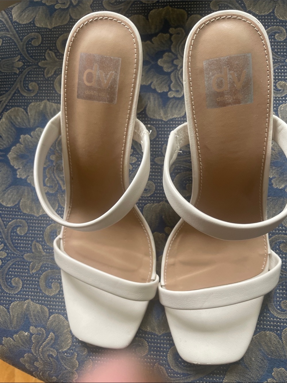 DV by Dolce Vita White Double-Strap Square-Toe Heeled Sandals